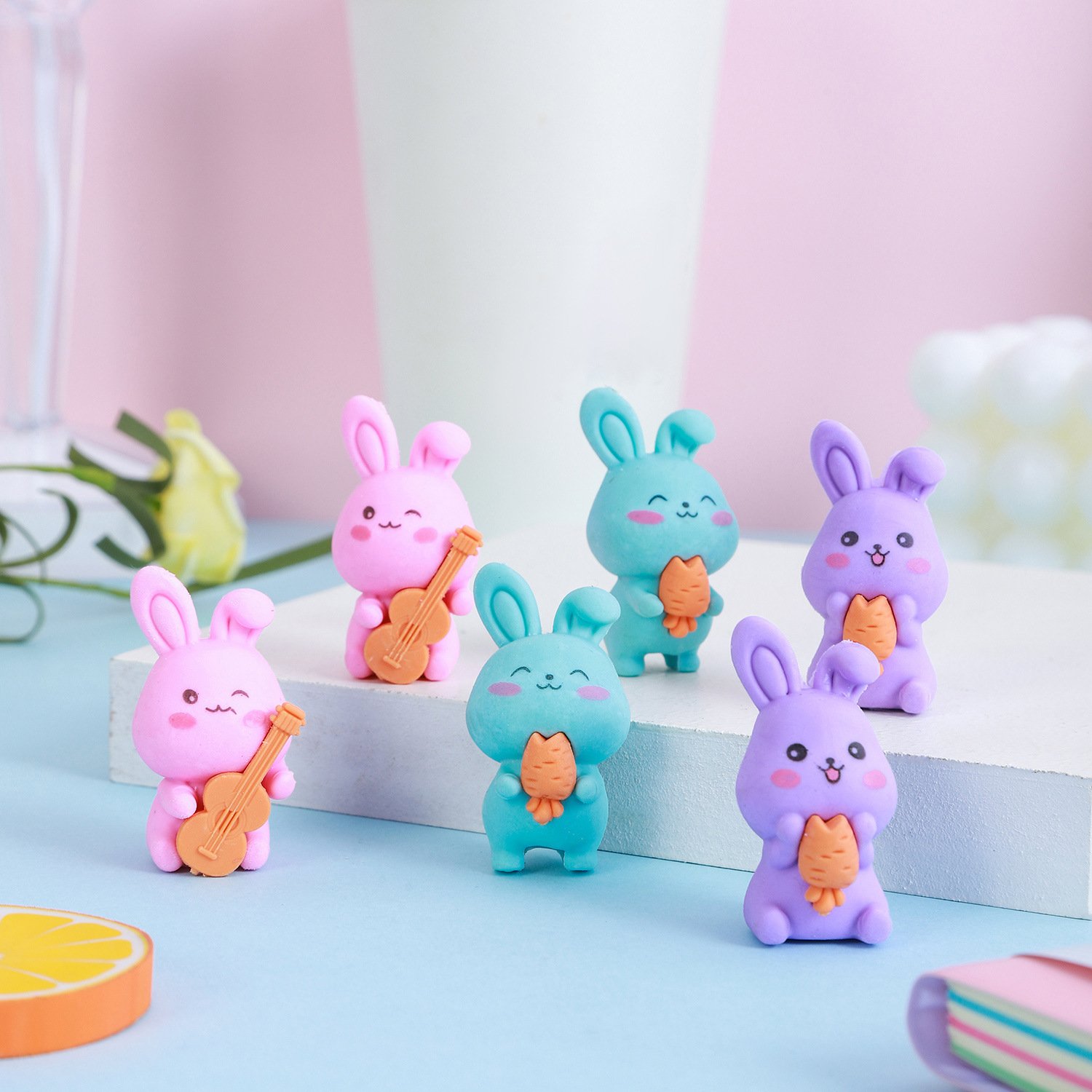 Creative Cute Cartoon Bunny Eraser Student Eraser Stationery Wholesale Children'S Day Christmas Gift Prizes