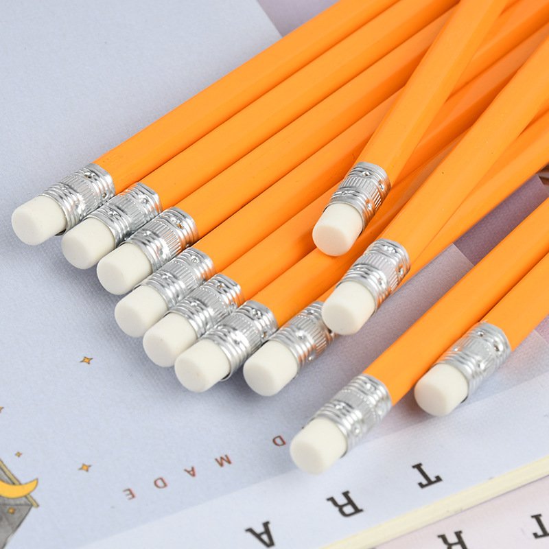 Hot Sell HB 2B School Office Stationery pencil writing smoothly multiple shapes Standard Wooden Graphite Pencil with Eraser