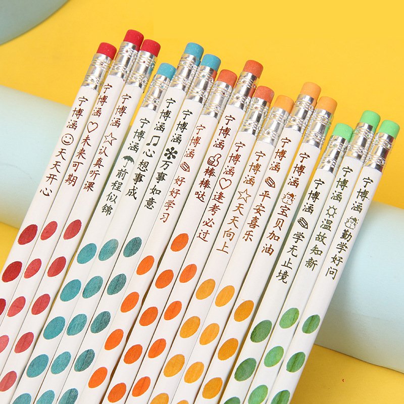 Hot Sell HB 2B School Office Stationery pencil writing smoothly multiple shapes Standard Wooden Graphite Pencil with Eraser