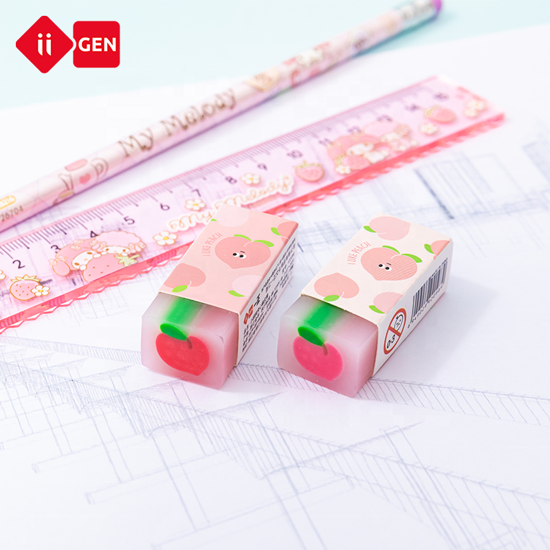 IIGEN creative cartoon peach sandwich eraser environmental friendly PVC material eraser safe eraser for children