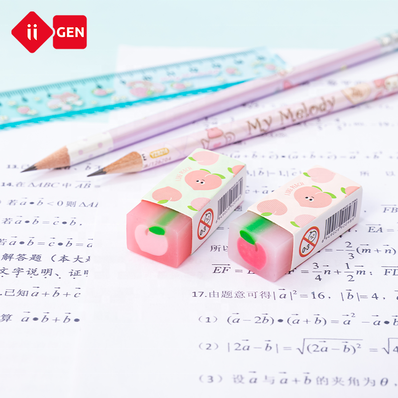 IIGEN creative cartoon peach sandwich eraser environmental friendly PVC material eraser safe eraser for children