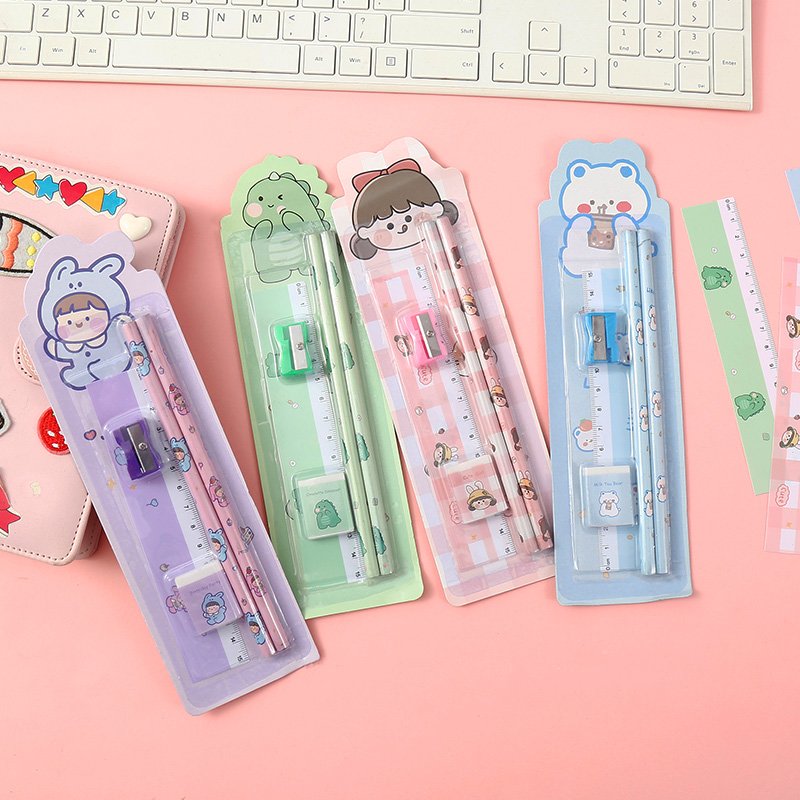 DASHENG Custom Stationery Set Pencil Eraser Ruler Sharpener for Students School Rewards Gifts Stationery Set