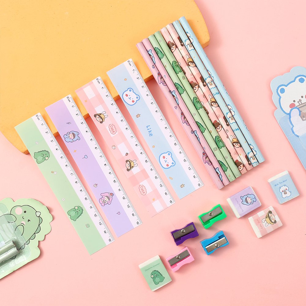DASHENG Custom Stationery Set Pencil Eraser Ruler Sharpener for Students School Rewards Gifts Stationery Set