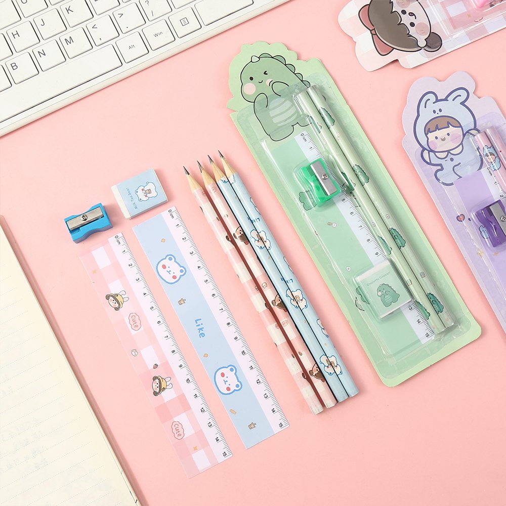 DASHENG Custom Stationery Set Pencil Eraser Ruler Sharpener for Students School Rewards Gifts Stationery Set