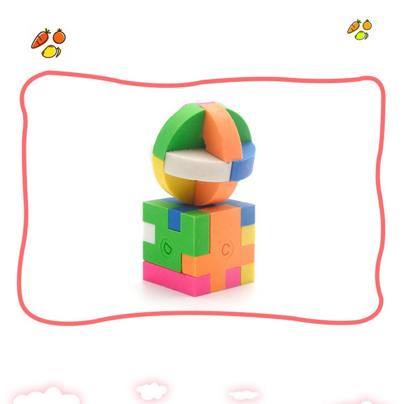 Wholesale Puzzle Eraser Custom Creative Assembling Rubik's Cube With Logo Children's Learning Stationery Gift Prize Eraser