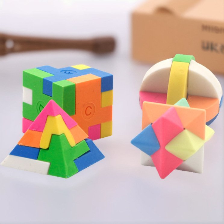 Wholesale Puzzle Eraser Custom Creative Assembling Rubik's Cube With Logo Children's Learning Stationery Gift Prize Eraser
