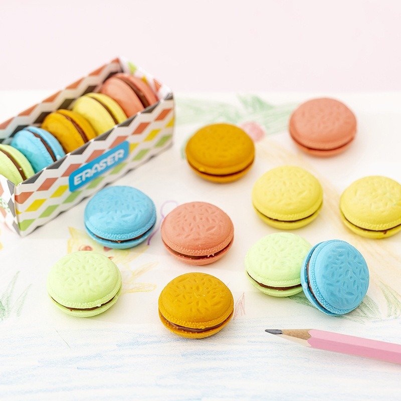 Cute Cartoon Macaron Rubber Sandwich Biscuit Eraser Student Children's Colored Stationery Supplies School Accessories