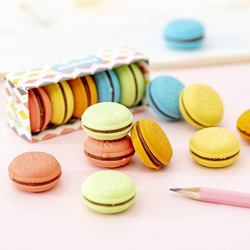 Cute Cartoon Macaron Rubber Sandwich Biscuit Eraser Student Children's Colored Stationery Supplies School Accessories