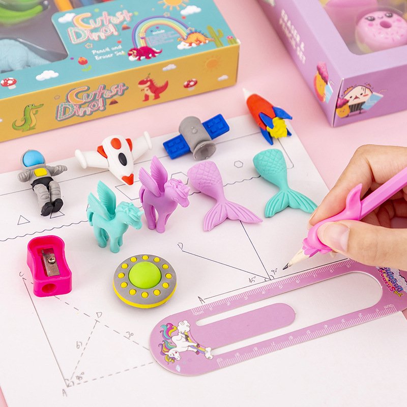 Hot selling pencils and eraser sets cute back to school kawaii ball pen set 20pcs stationary accessories school stationery set