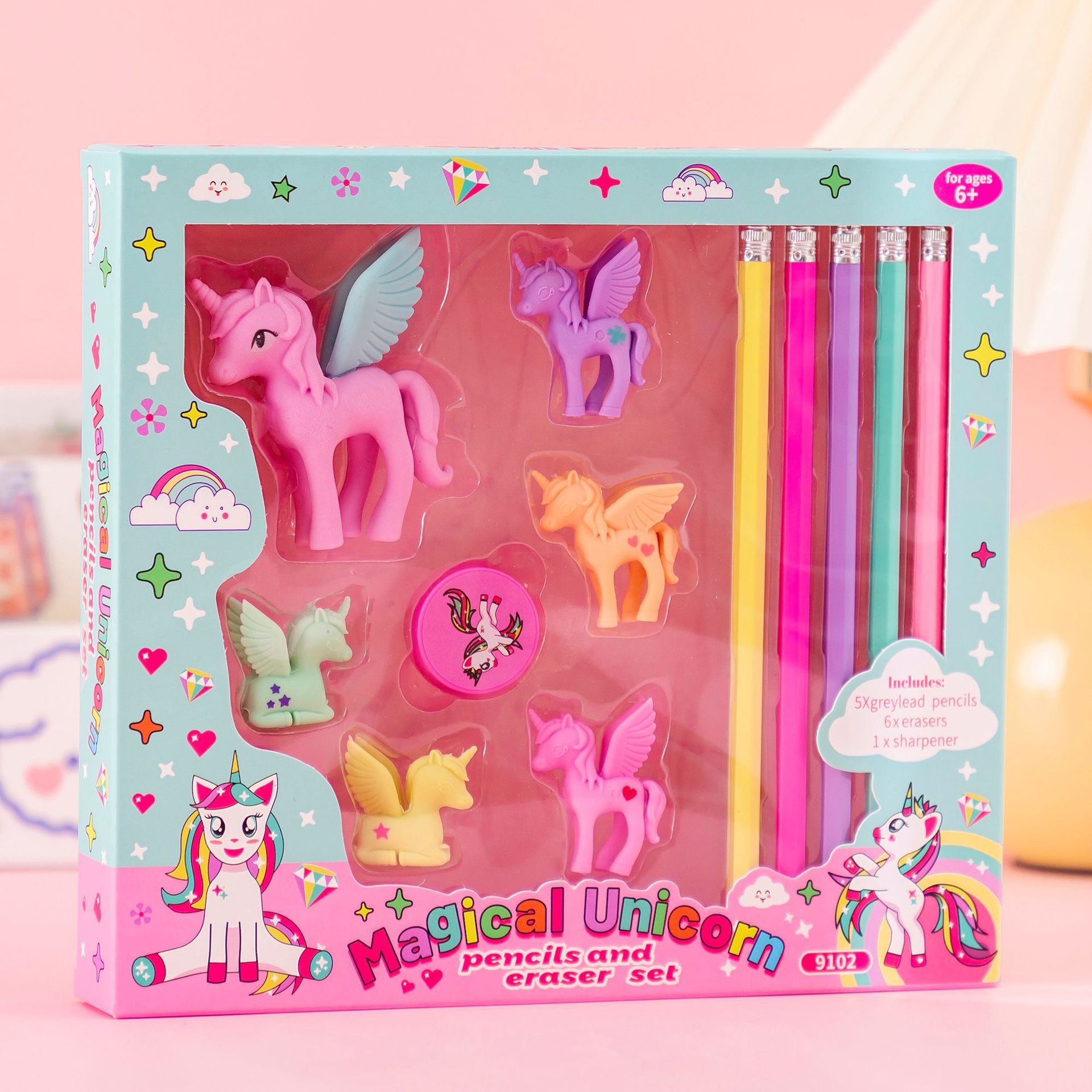 Hot selling pencils and eraser sets cute back to school kawaii ball pen set 20pcs stationary accessories school stationery set