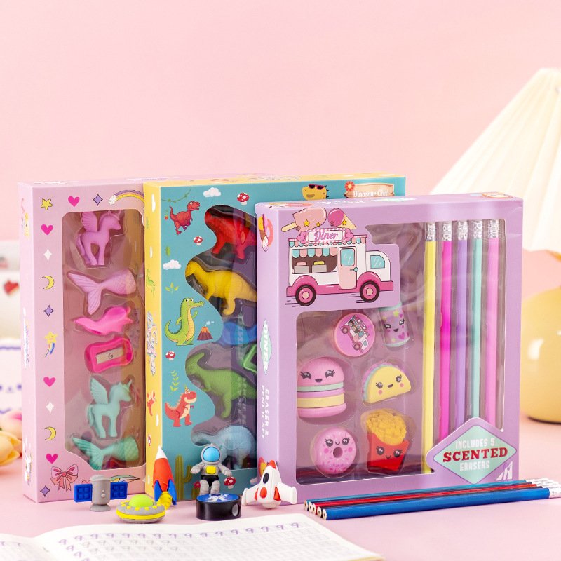Hot selling pencils and eraser sets cute back to school kawaii ball pen set 20pcs stationary accessories school stationery set