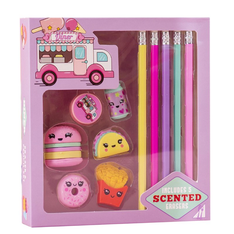 Hot selling pencils and eraser sets cute back to school kawaii ball pen set 20pcs stationary accessories school stationery set