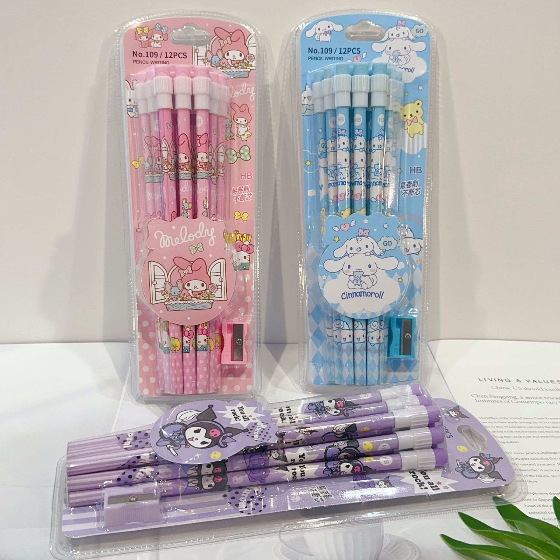 New promotion Cartoon Activity Pencil Lead Set Pencil Set Student study kawaii office supplies 12 Pack Pencil