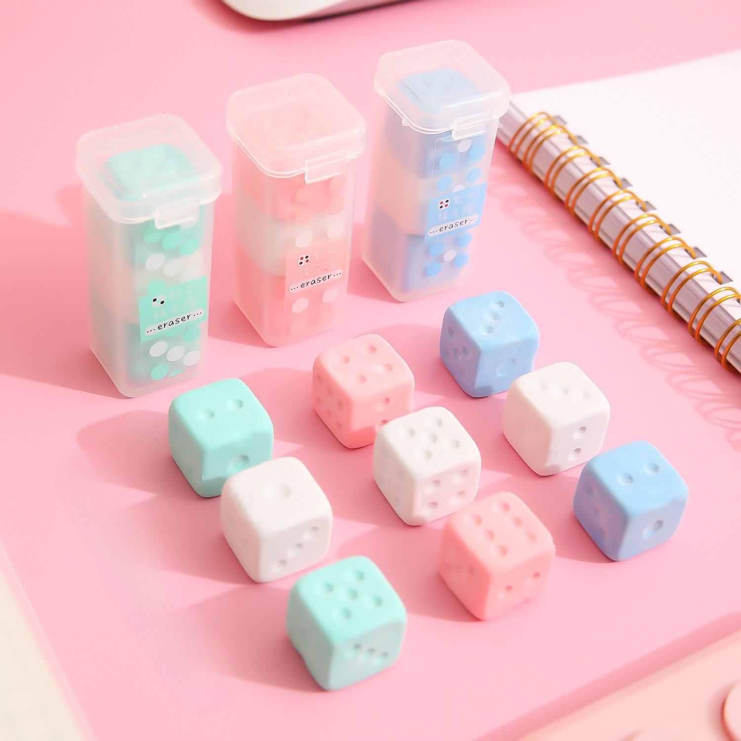 Dice shape eraser creative cute wipe clean pencil correction wipe student stationery prizes children's small gifts