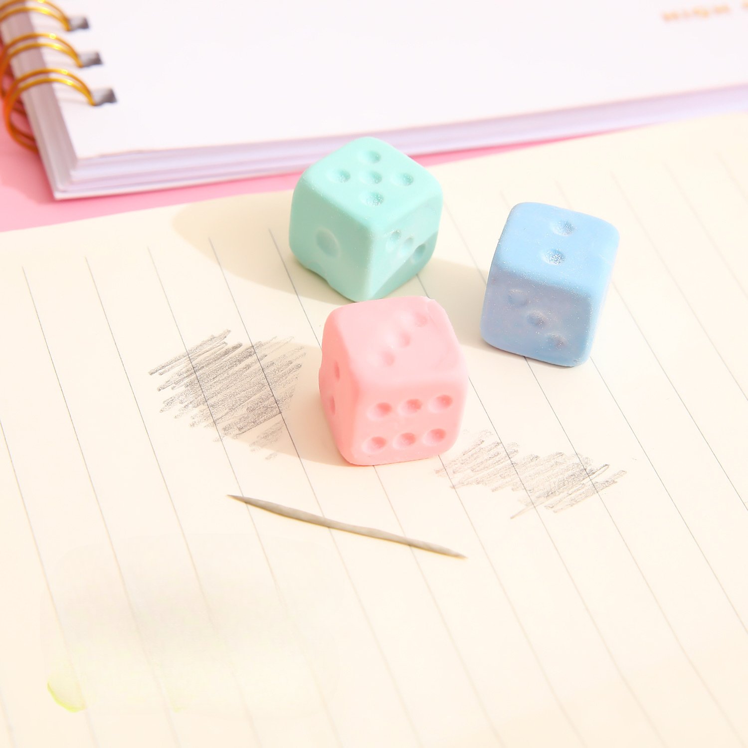 Dice shape eraser creative cute wipe clean pencil correction wipe student stationery prizes children's small gifts