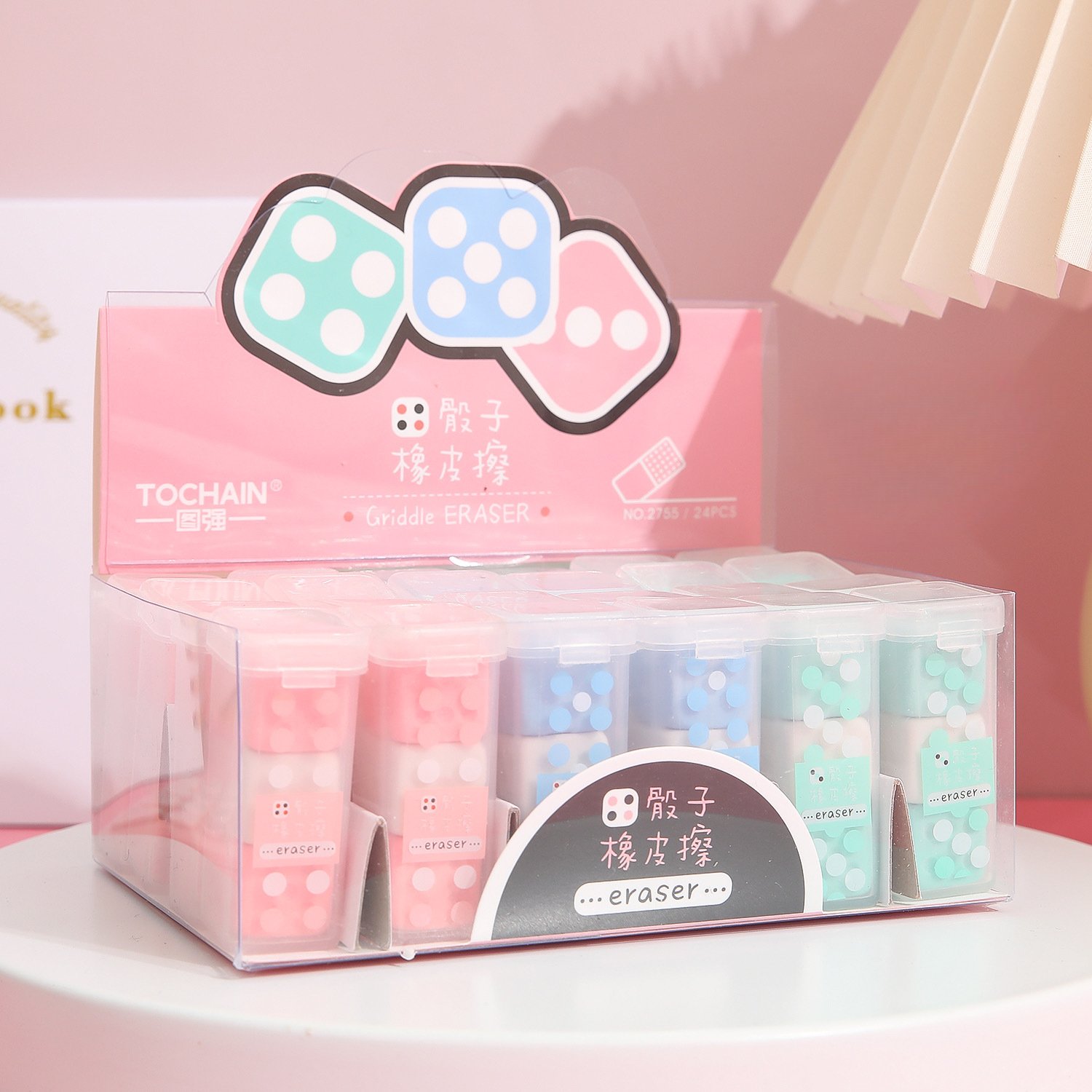 Dice shape eraser creative cute wipe clean pencil correction wipe student stationery prizes children's small gifts