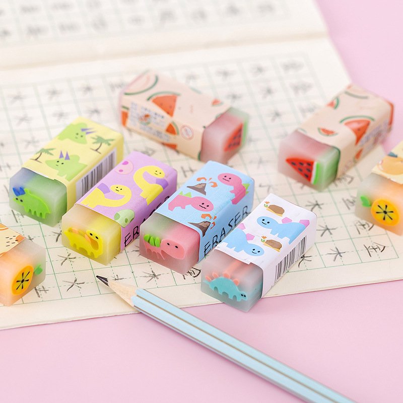 Wholesale Creative Student Eraser Cute Cartoon Fruit Animal School Stationery Pencil Eraser