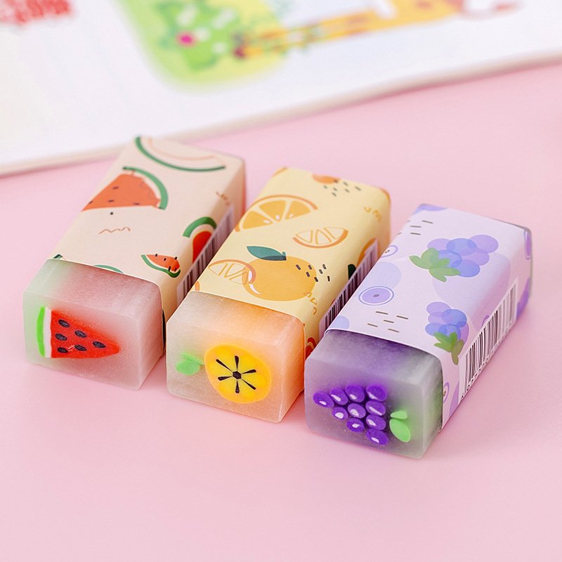 Wholesale Creative Student Eraser Cute Cartoon Fruit Animal School Stationery Pencil Eraser