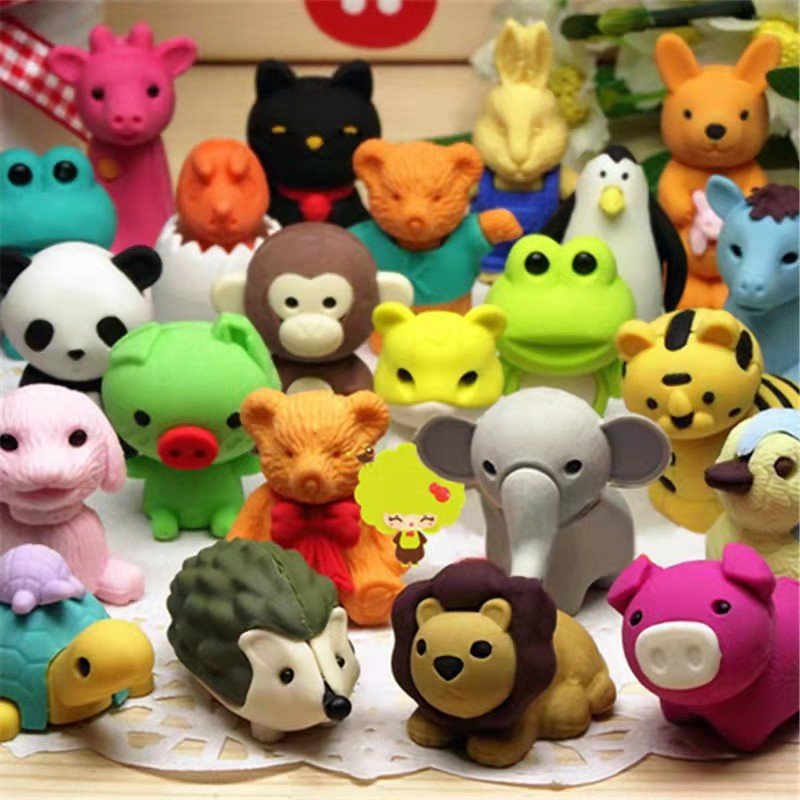 Custom Children's Creative Cartoon lovely Mini Animal Removable Eraser Multi-patterns 3D pencil eraser Student For Gift
