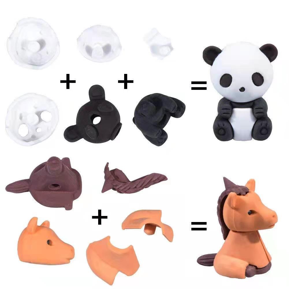 Custom Children's Creative Cartoon lovely Mini Animal Removable Eraser Multi-patterns 3D pencil eraser Student For Gift