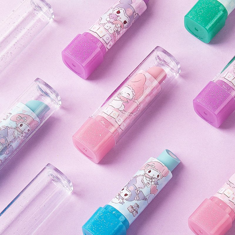 MB2 Hot selling My Melody Kuromi lipstick eraser Cartoon Lipstick shape Eraser TPR Student Pencil Eraser