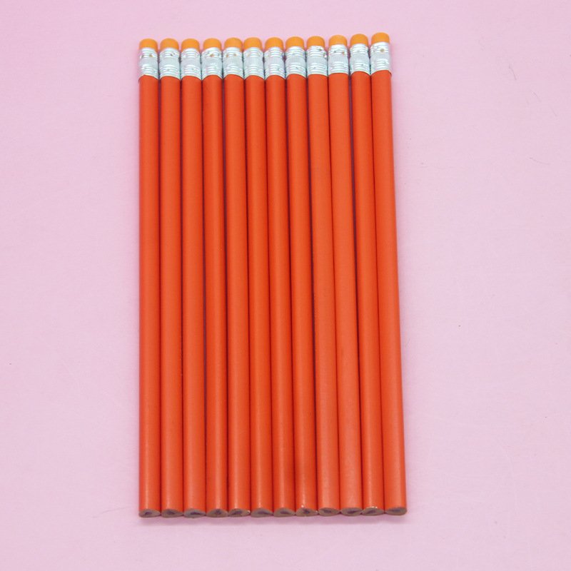 macron color Triangular pen holder customized logo wooden hb cute pencil with erase