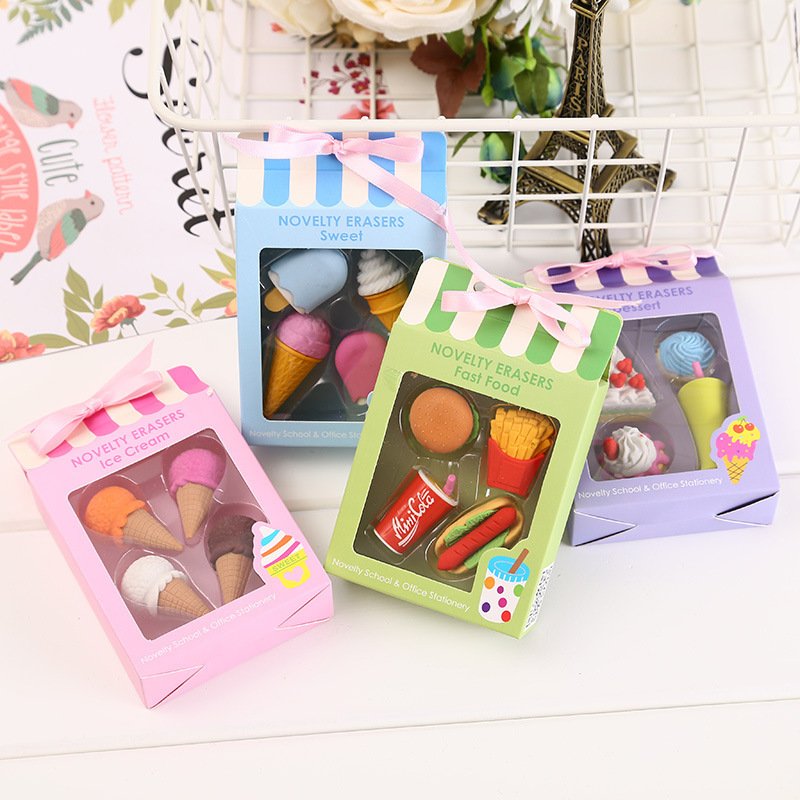 Eraser set creative food cake Eraser Children's Gift award