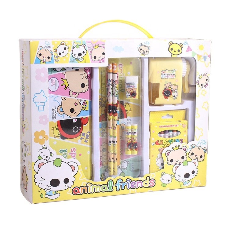 Cartoon pencil set Creative stationery children's prize student stationery set gift box primary school student supplies 5 piece