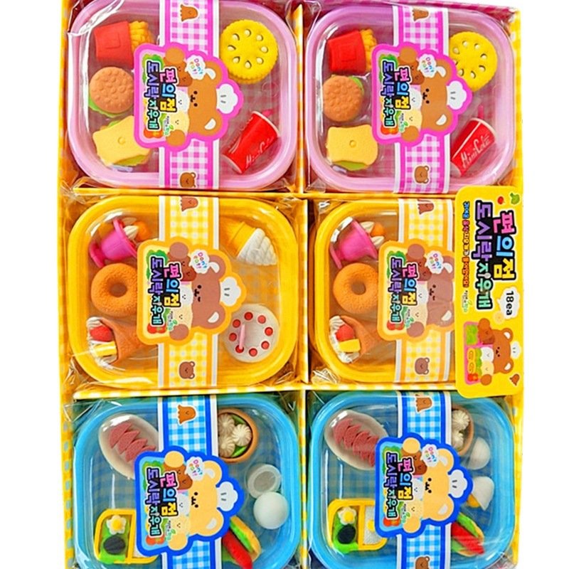Wholesale Stationery Bento box Eraser Set Detachable Simulation Food Eraser mini stationery set erasers for children