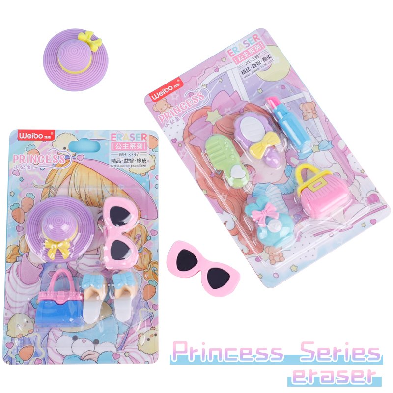 High Quality Cartoon Princess Series Design Eraser Kids School Supplies Rubber Pencil Eraser