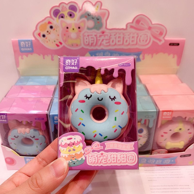 Kawaii Pet donut eraser Student gift Children's Day toy Detachable donut shaped eraser