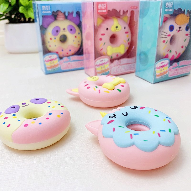 Kawaii Pet donut eraser Student gift Children's Day toy Detachable donut shaped eraser