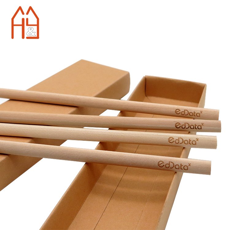Customized engraving laser logo Office Stationery Gift Set Paper box and Wooden Pencil stationery set for school