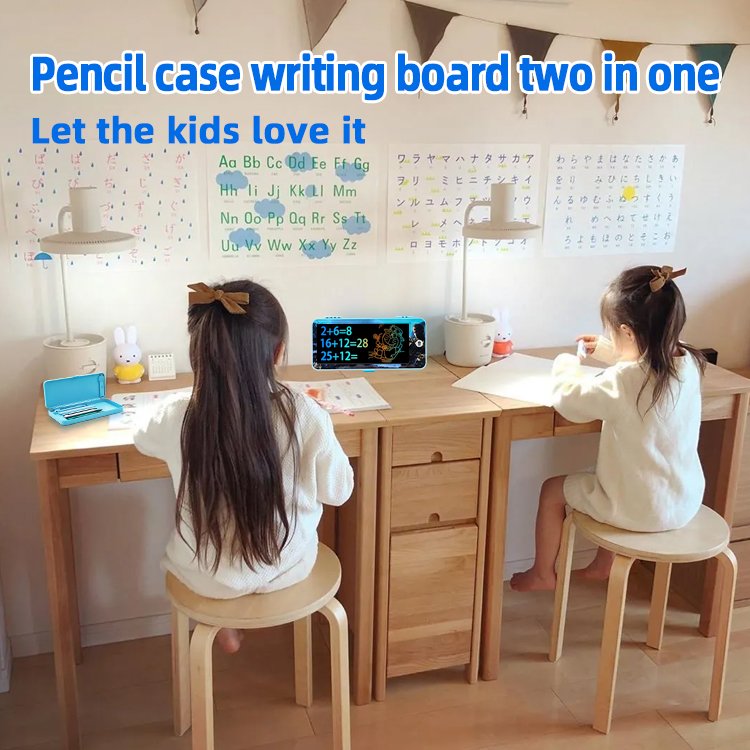 Magic Pencil Holder Cute Stationery Kids Pen Storage Box With LCD Writing Board