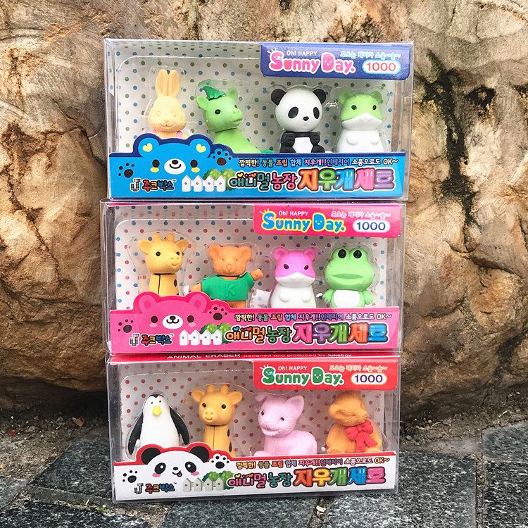 Children's and girls' activity gifts Student kindergarten birthday gifts Animal shape eraser Stationery set gift box