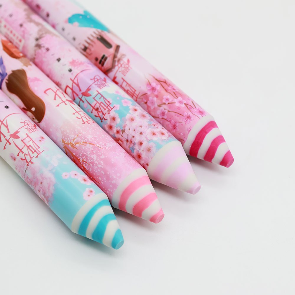 Cute Cherry Blossom Series Pink Pen Shape Eraser shipped in stock school supplies pencil eraser 2024 NEW factory promotion