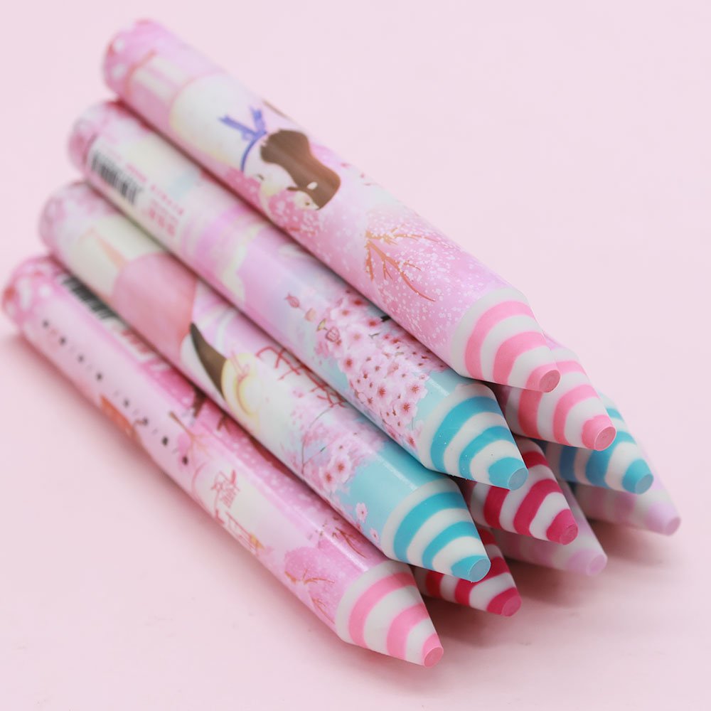Cute Cherry Blossom Series Pink Pen Shape Eraser shipped in stock school supplies pencil eraser 2024 NEW factory promotion