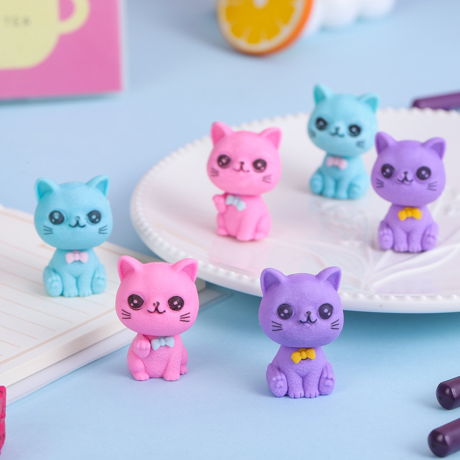 Cute Cartoon Cat Erasers for Kids Pentop Eraser Rubber Kids Eraser