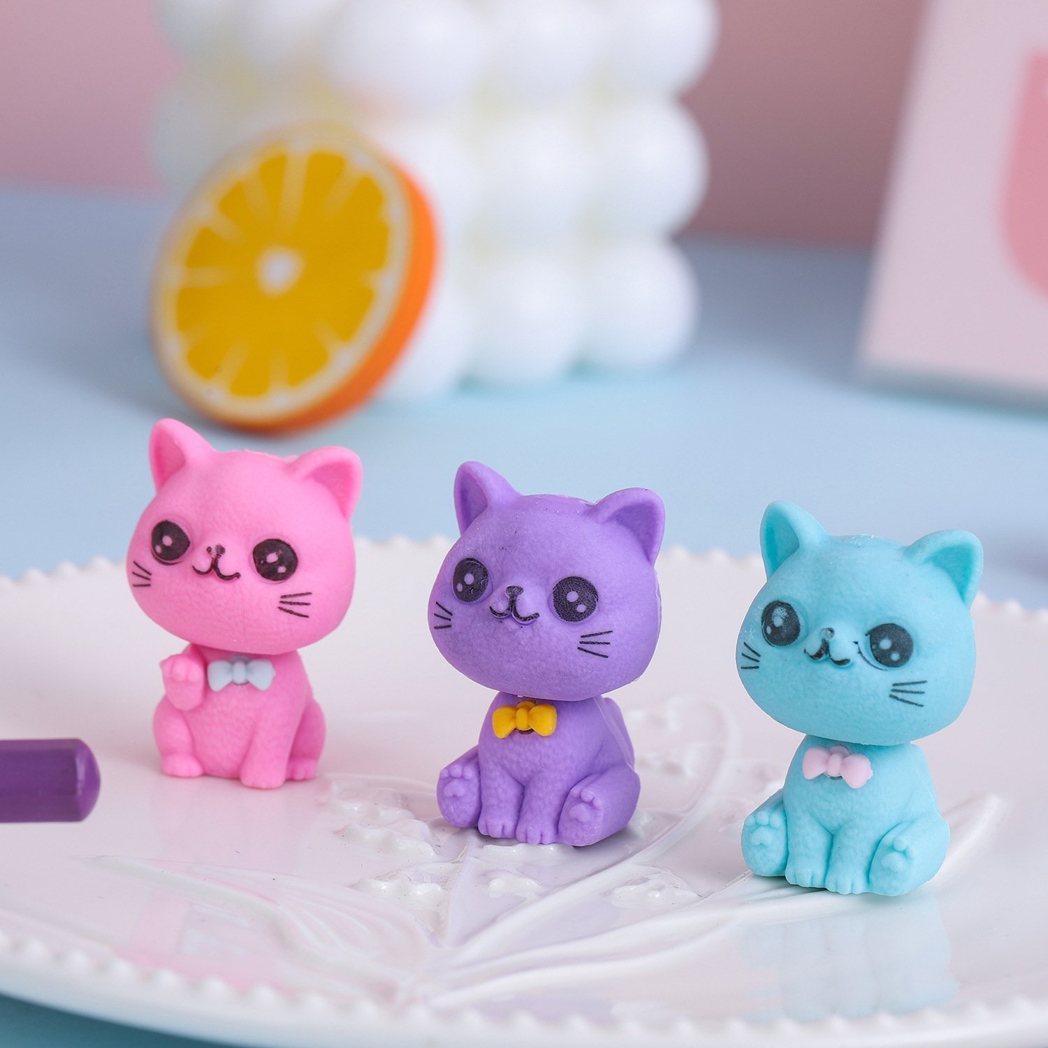 Cute Cartoon Cat Erasers for Kids Pentop Eraser Rubber Kids Eraser