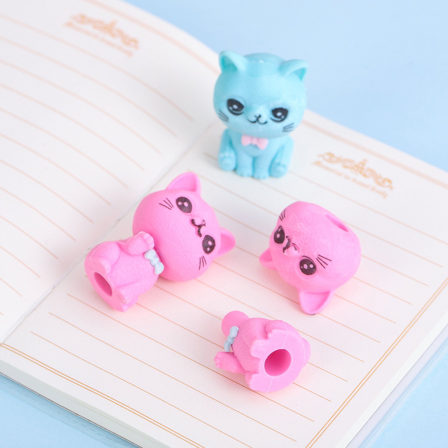 Cute Cartoon Cat Erasers for Kids Pentop Eraser Rubber Kids Eraser