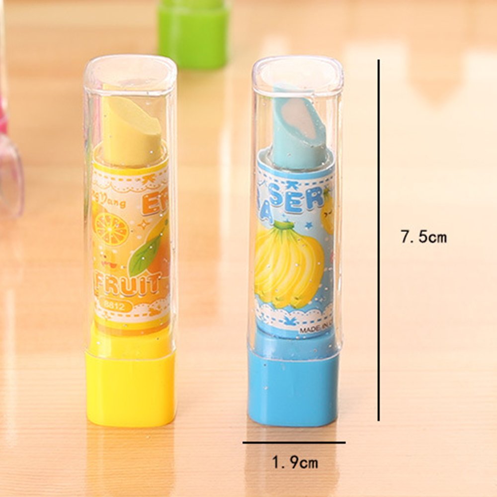 Child Cute Stationery Kawaii Cute Cartoon Character TPR Novelty Lipstick Pencil Eraser