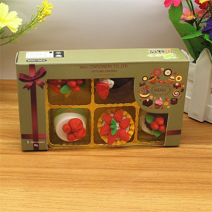 Canada office school items stationery Children's Gift Set art drawing kawaii eraser food design 3d flower mini eraser