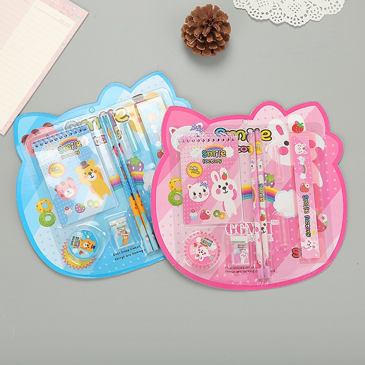 Creative Student Stationery 8-piece Children's gift Book eraser pencil ruler stationery set