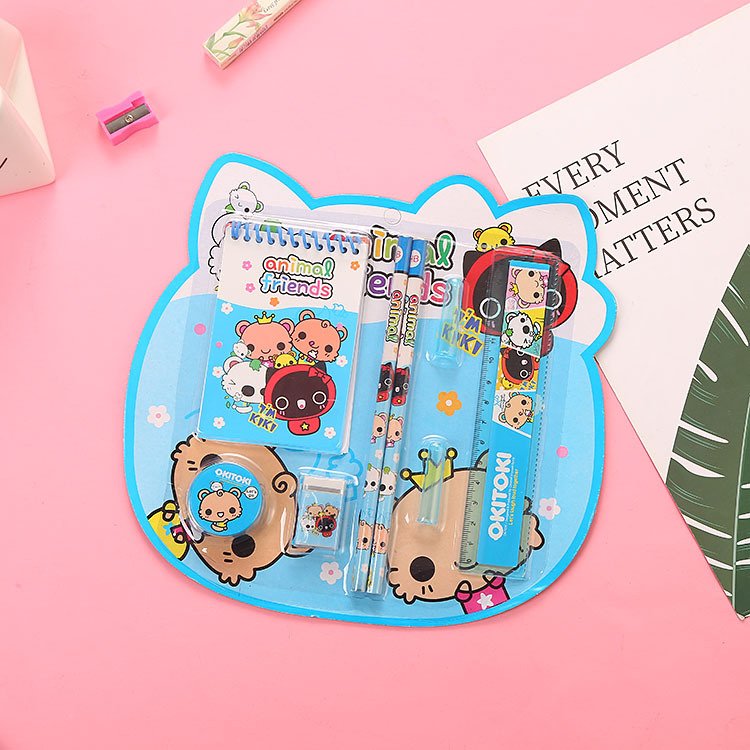 Creative Student Stationery 8-piece Children's gift Book eraser pencil ruler stationery set