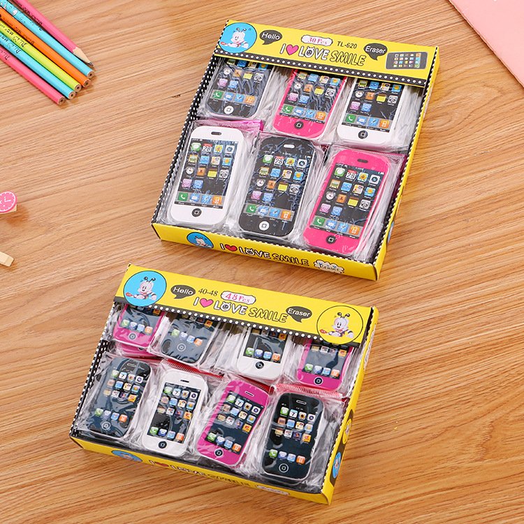 Creative Stationery Cartoon Apple Phone Eraser Primary School Student Award Gift Cute Children's Rubber Factory Wholesale