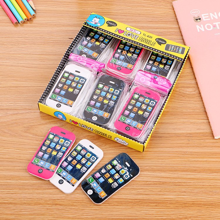 Creative Stationery Cartoon Apple Phone Eraser Primary School Student Award Gift Cute Children's Rubber Factory Wholesale
