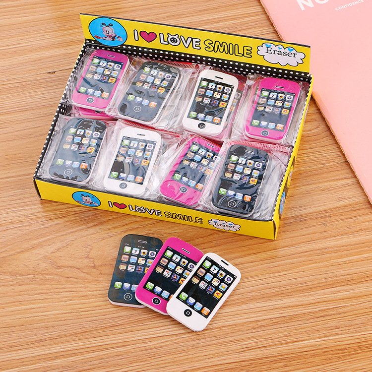 Creative Stationery Cartoon Apple Phone Eraser Primary School Student Award Gift Cute Children's Rubber Factory Wholesale