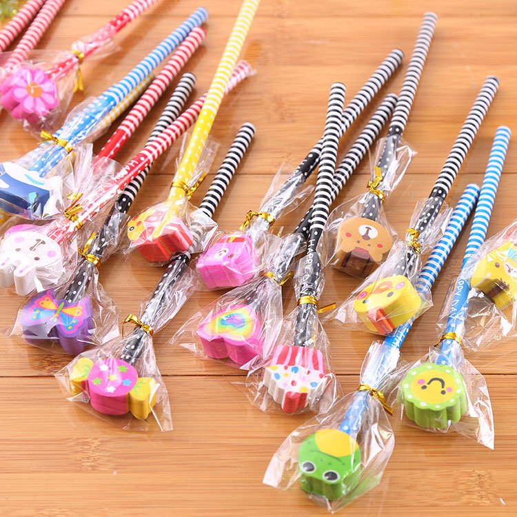 Kawaii Erasers School Supplies Pencils For Children Kids Stationery Cartoon Custom Pencil