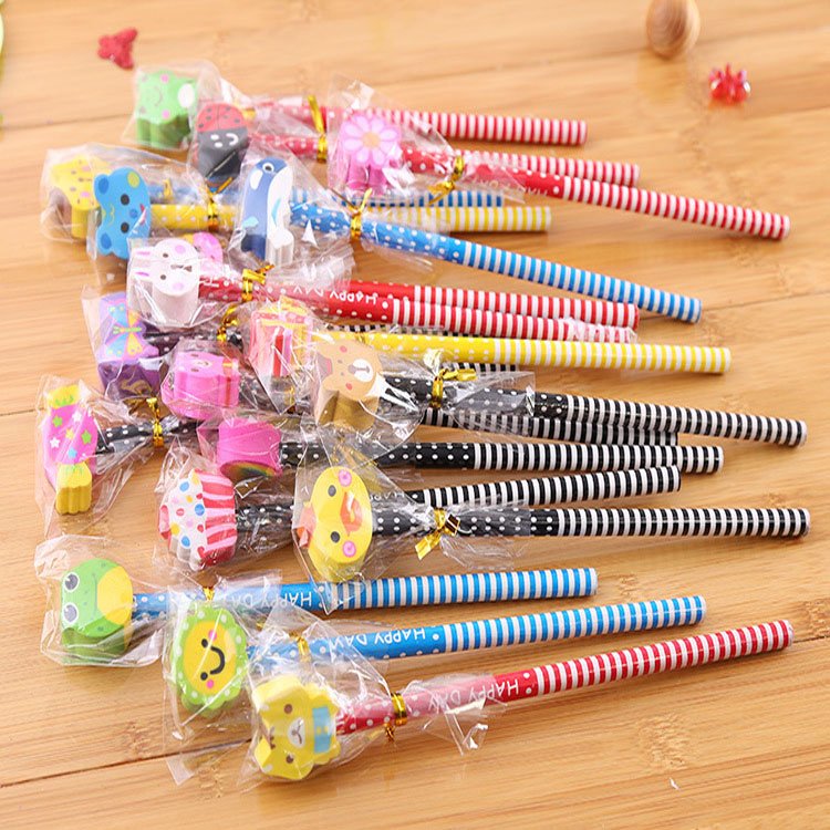 Kawaii Erasers School Supplies Pencils For Children Kids Stationery Cartoon Custom Pencil