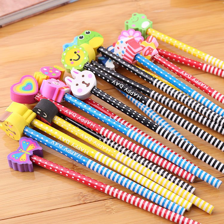 Kawaii Erasers School Supplies Pencils For Children Kids Stationery Cartoon Custom Pencil